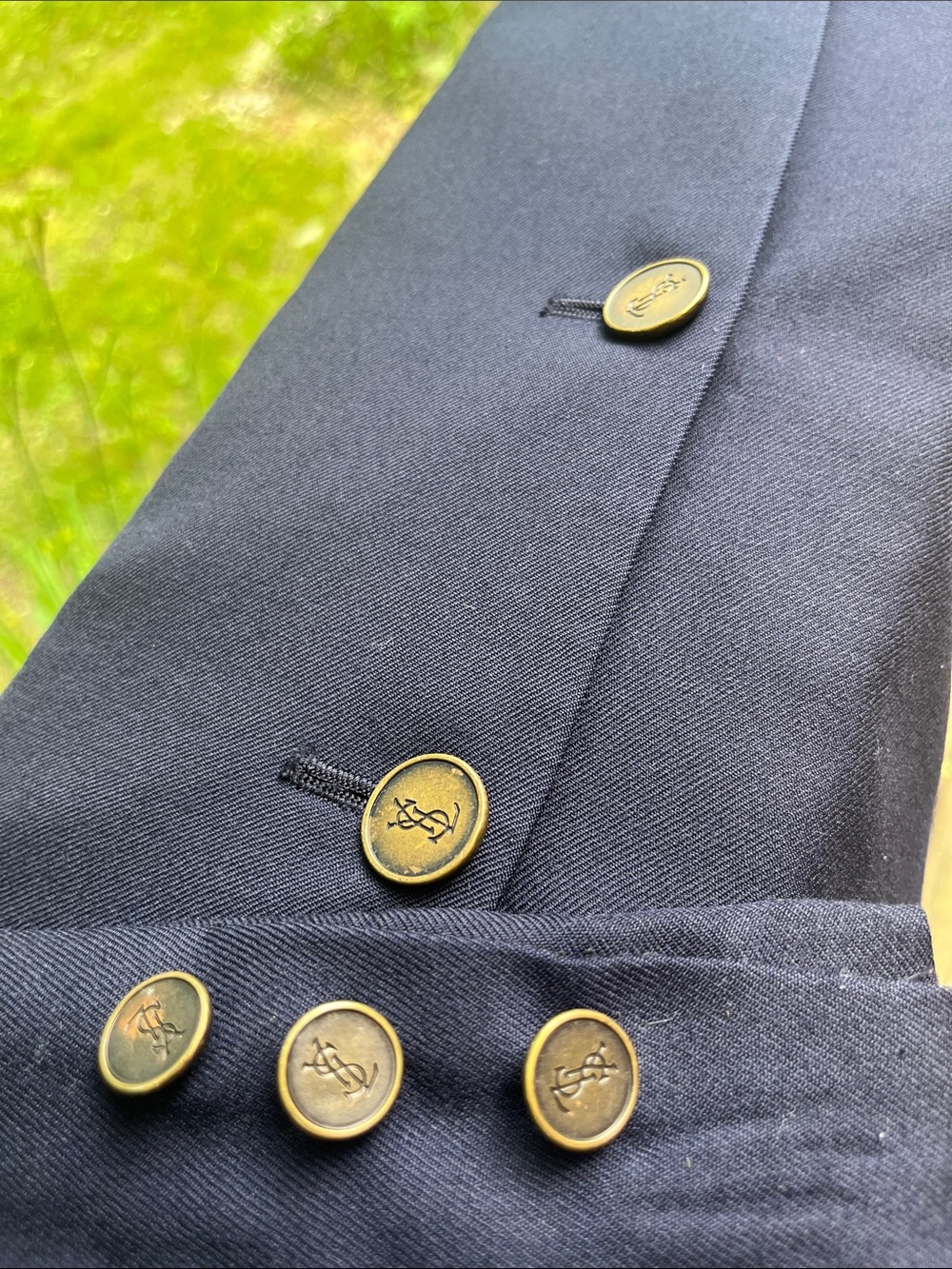 Vintage Yves Saint Laurent Navy Two-Button Sport Coat - Picture 6 of 8